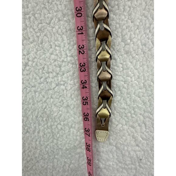 Fossil, Open Lace Weave Multi Metallic Leather Belt, Size Small - Picture 4 of 8